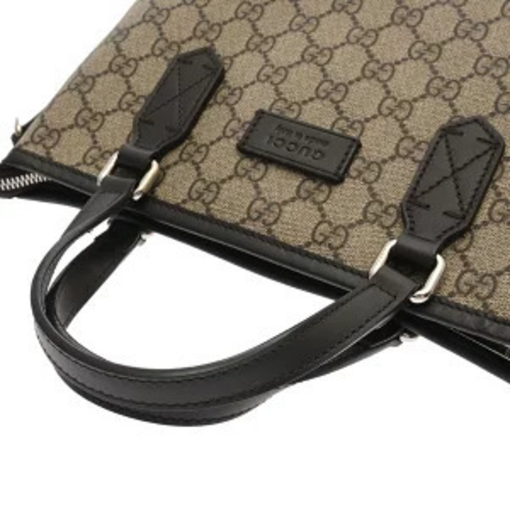 Gucci Ebony Supreme GG Handbag Brown Bag Leather Tote Canvas Beige - Picture 3 of 9